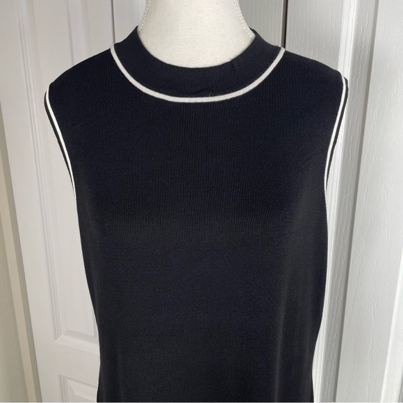 Free Assembly Ribbed Midi Sweater Dress Women’s XL Black White Trim Sleeveless - Picture 4 of 15